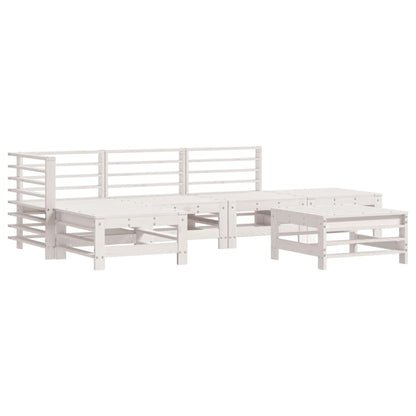 6 Piece Garden Lounge Set White Solid Wood Pine