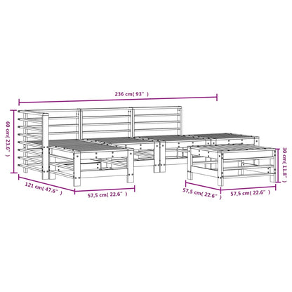 6 Piece Garden Lounge Set White Solid Wood Pine