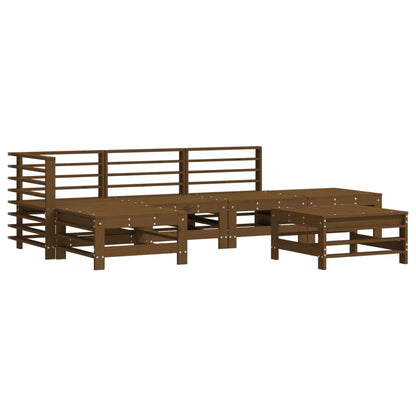 6 Piece Garden Lounge Set Honey Brown Solid Wood Pine