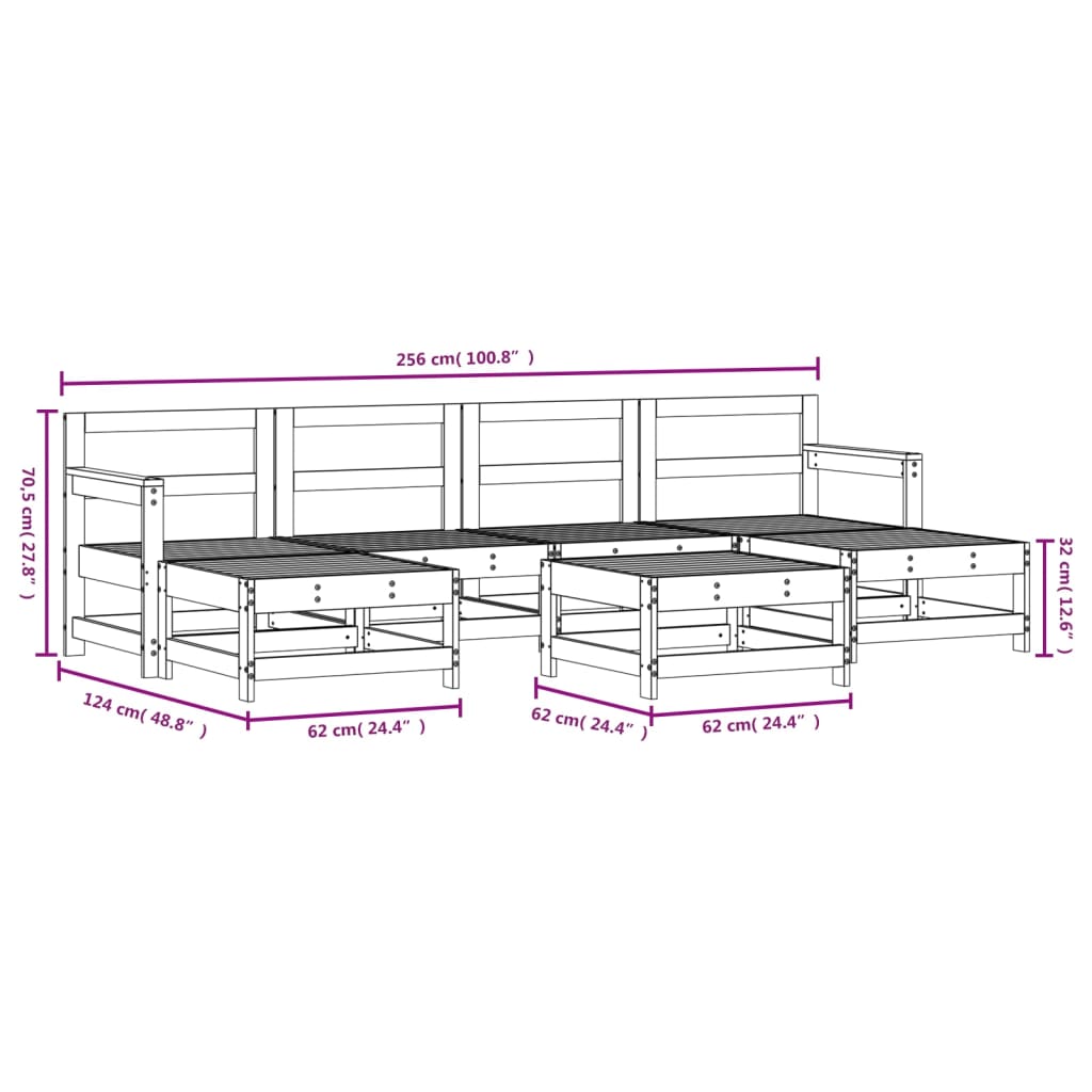 7 Piece Garden Lounge Set Impregnated Wood Pine