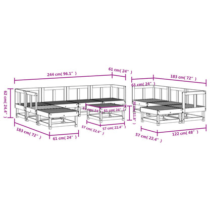 11 Piece Garden Lounge Set Impregnated Wood Pine