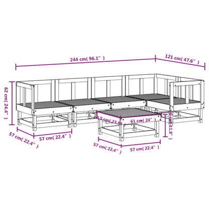 6 Piece Garden Lounge Set Solid Wood Douglas