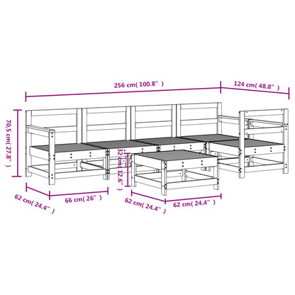 6 Piece Garden Lounge Set White Solid Wood Pine