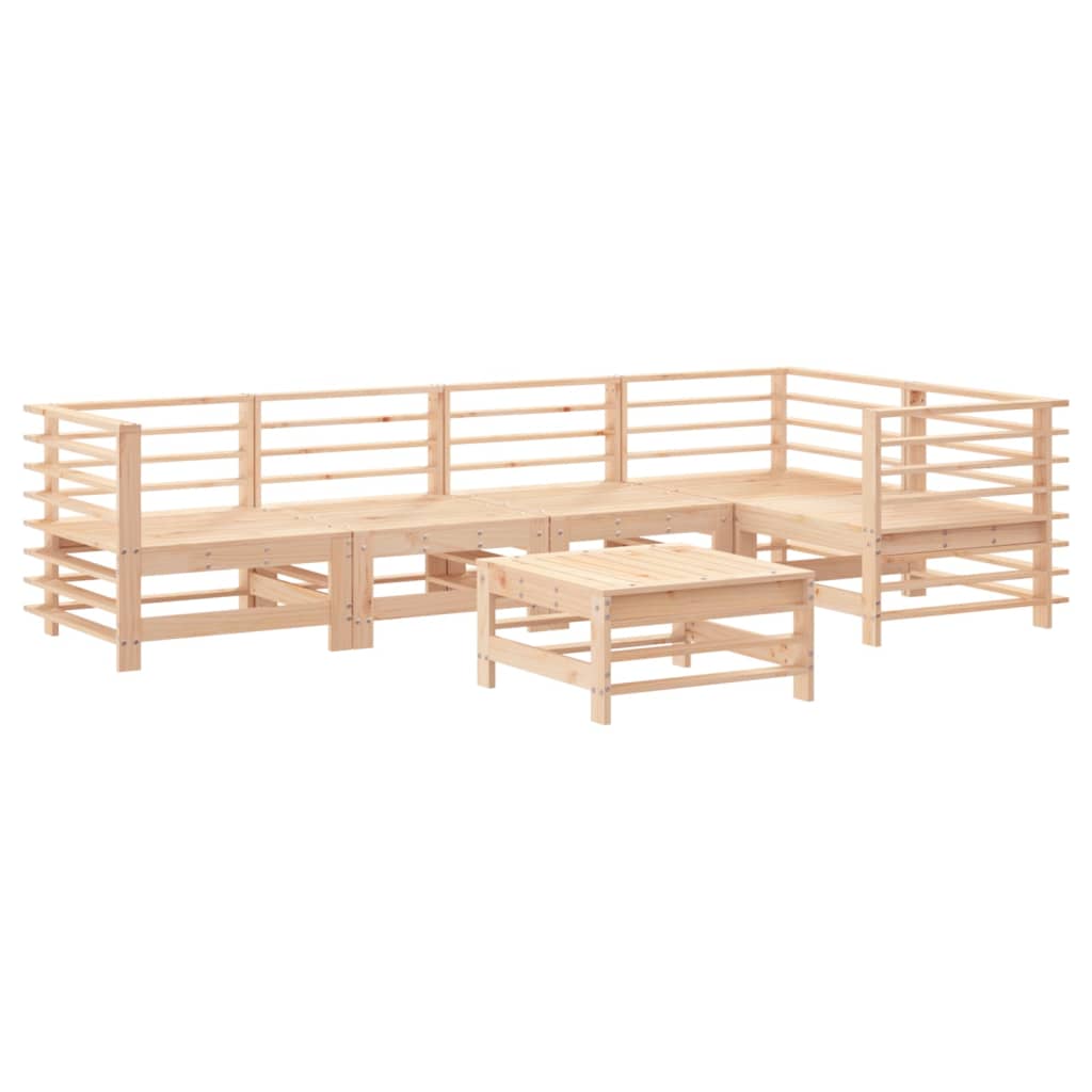 6 Piece Garden Lounge Set Solid Wood Pine