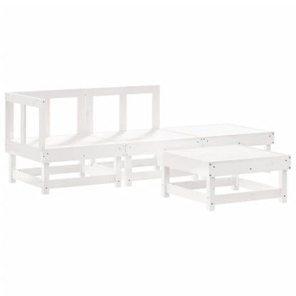 4 Piece Garden Lounge Set White Solid Wood Pine