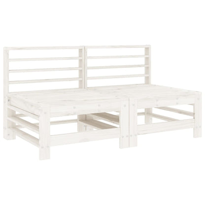 4 Piece Garden Lounge Set White Solid Wood Pine