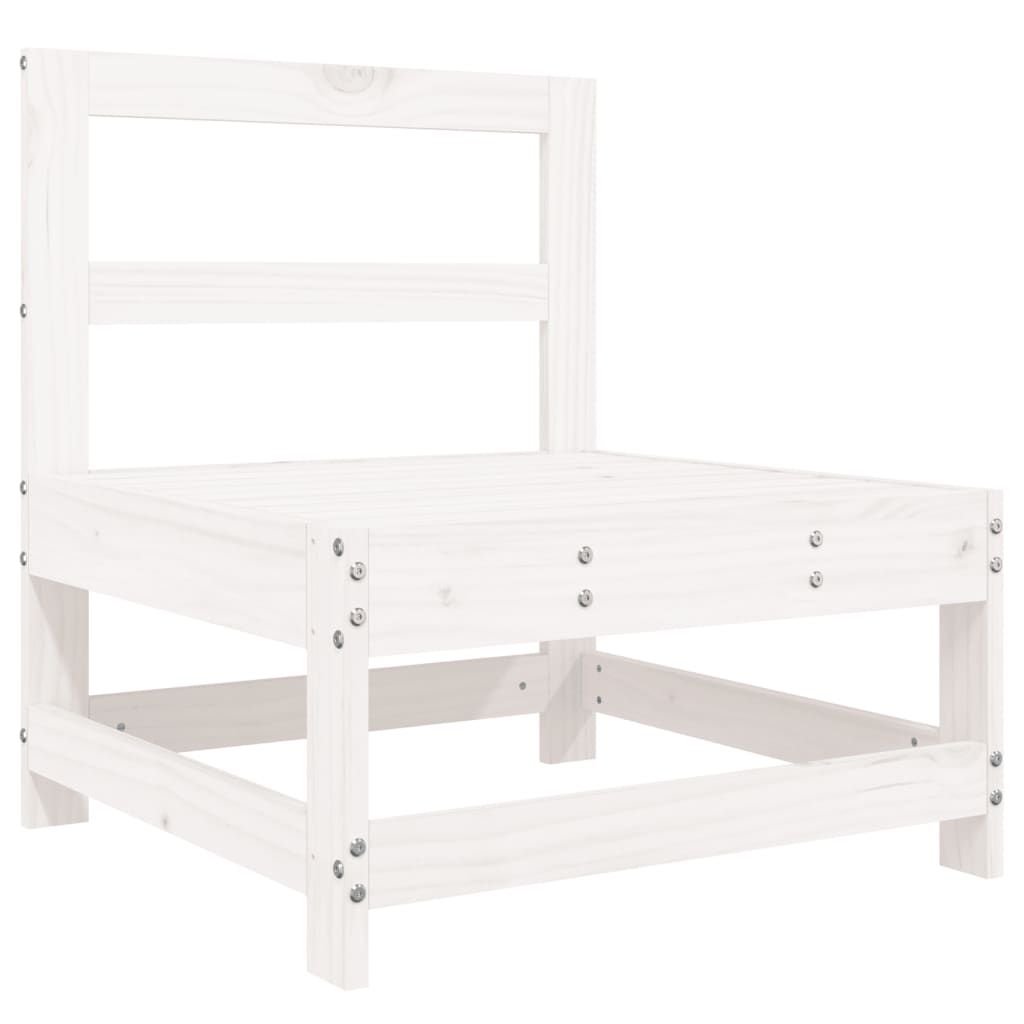 5 Piece Garden Lounge Set White Solid Wood Pine