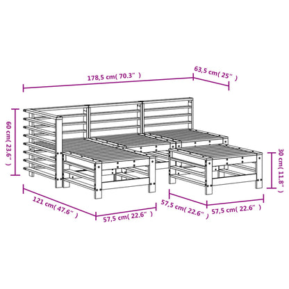 5 Piece Garden Lounge Set Grey Solid Wood Pine