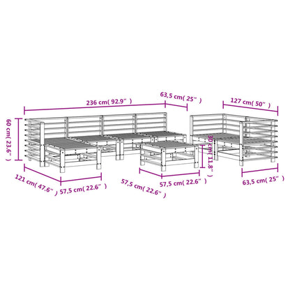 8 Piece Garden Lounge Set Grey Solid Wood Pine