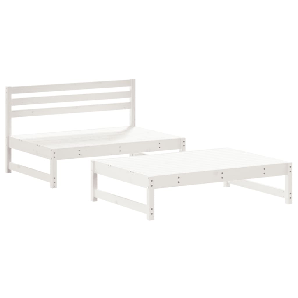 2 Piece Garden Lounge Set White Solid Wood Pine