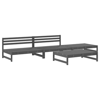 4 Piece Garden Lounge Set Grey Solid Wood Pine