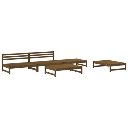 5 Piece Garden Lounge Set Honey Brown Solid Wood Pine