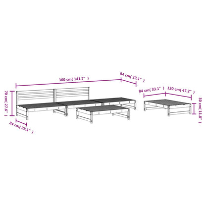 5 Piece Garden Lounge Set Honey Brown Solid Wood Pine