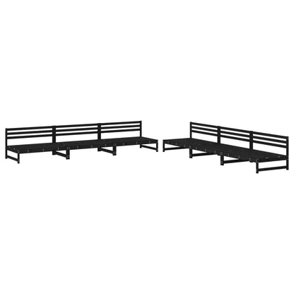 6 Piece Garden Lounge Set Black Solid Wood Pine