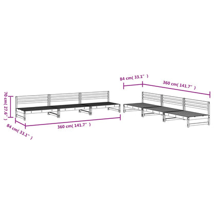 6 Piece Garden Lounge Set Black Solid Wood Pine