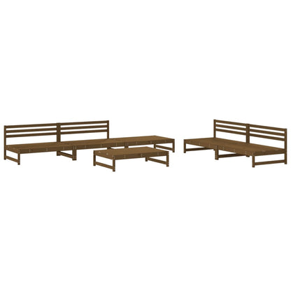 6 Piece Garden Lounge Set Honey Brown Solid Wood Pine