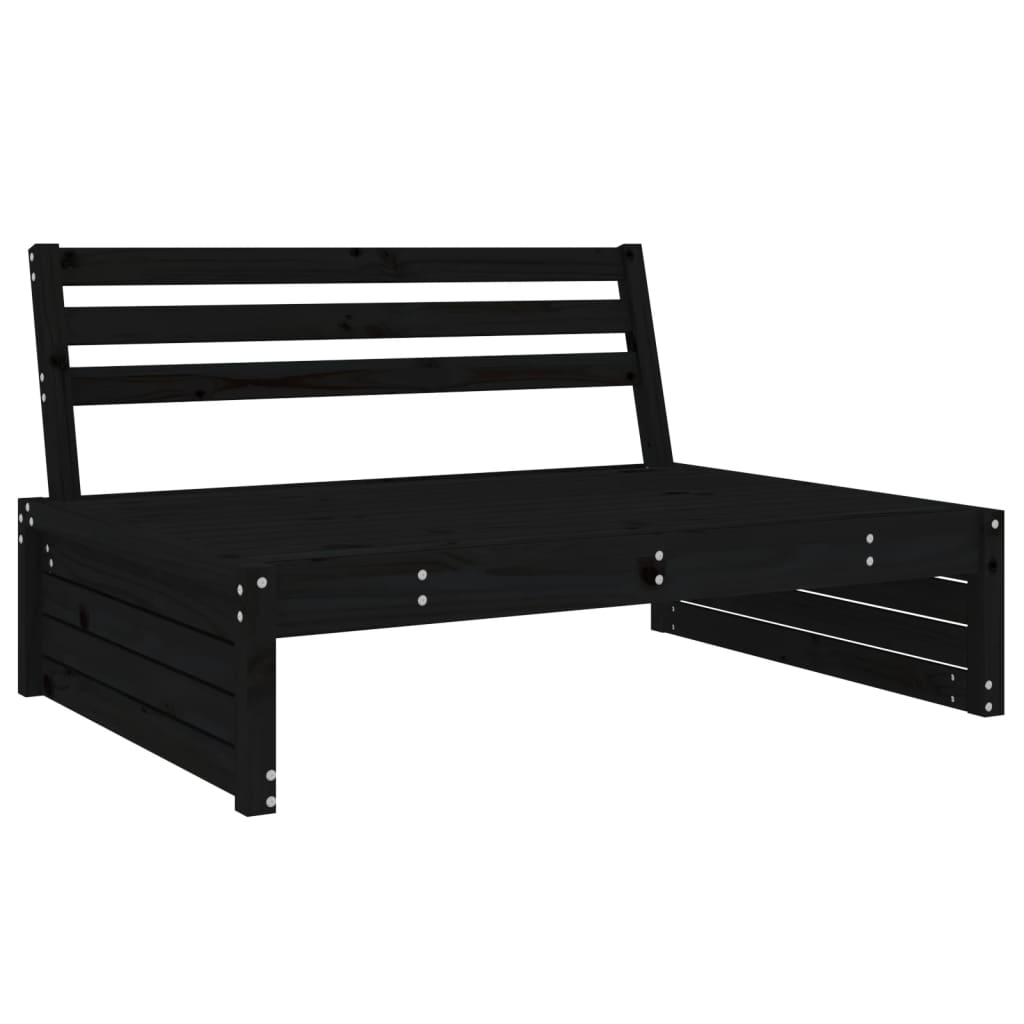 2 Piece Garden Lounge Set Black Solid Wood Pine