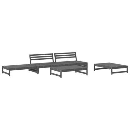 5 Piece Garden Lounge Set Grey Solid Wood Pine