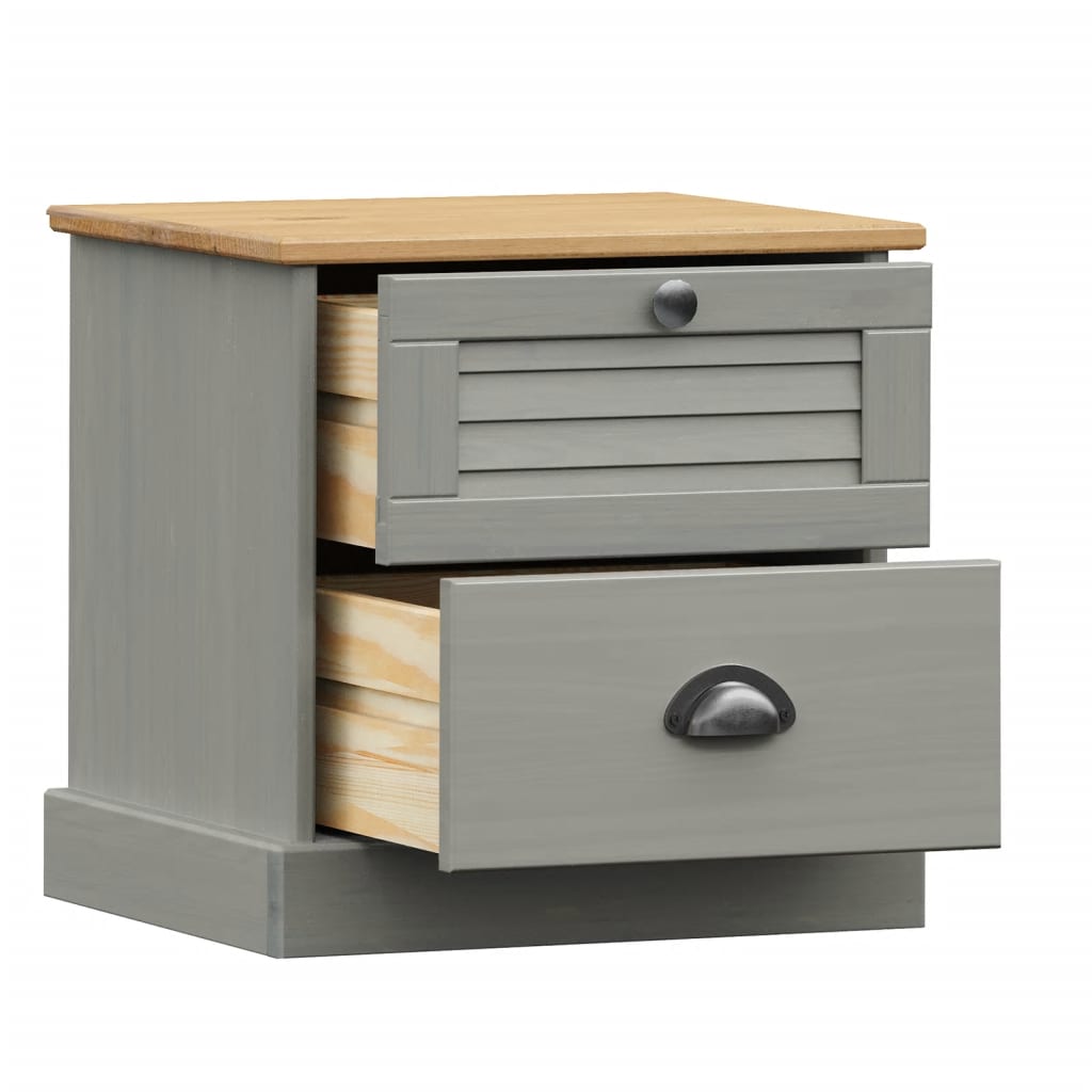 Bedside Cabinet VIGO Grey 42x35x42 cm Solid Wood Pine