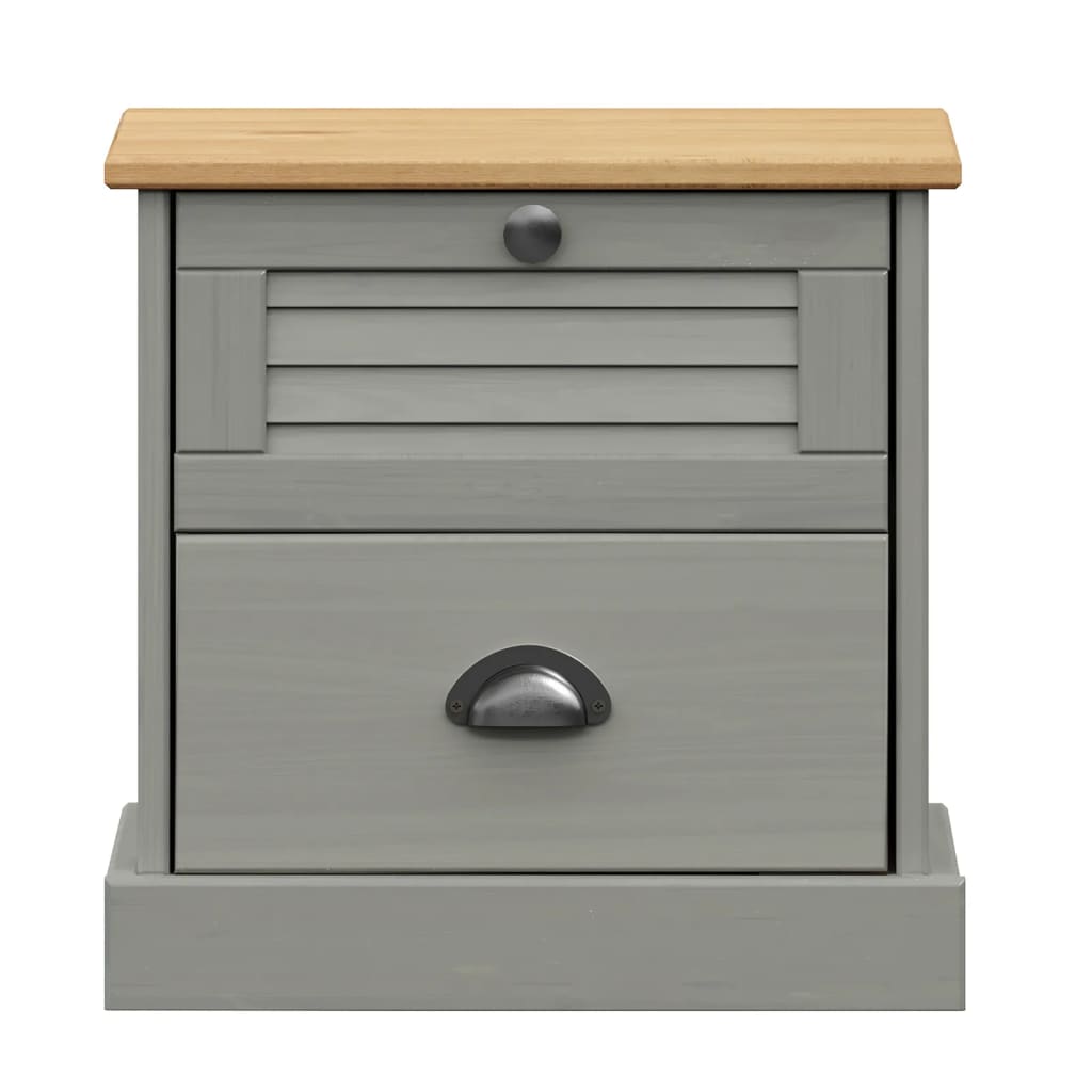 Bedside Cabinet VIGO Grey 42x35x42 cm Solid Wood Pine