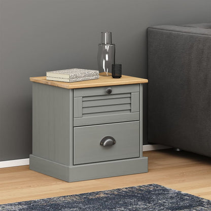 Bedside Cabinet VIGO Grey 42x35x42 cm Solid Wood Pine