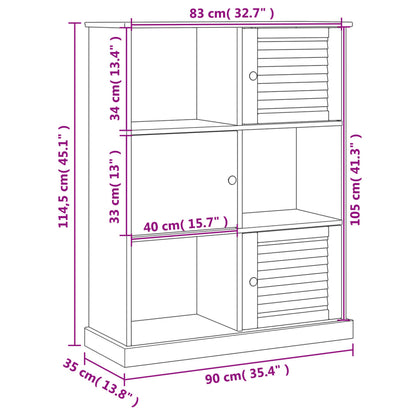 Bookcase VIGO Grey 90x35x114.5 cm Solid Wood Pine