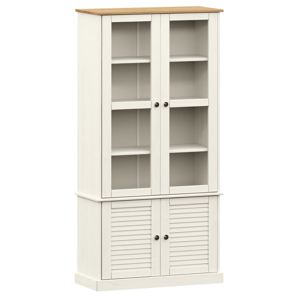 Glass Display Cabinet VIGO White 85x35x170 cm Solid Wood Pine