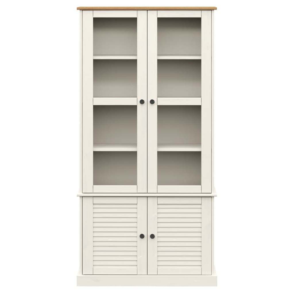 Glass Display Cabinet VIGO White 85x35x170 cm Solid Wood Pine