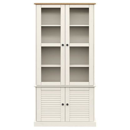 Glass Display Cabinet VIGO White 85x35x170 cm Solid Wood Pine