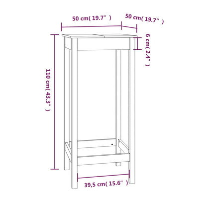 Bar Table 50x50x110 cm Solid Wood Pine