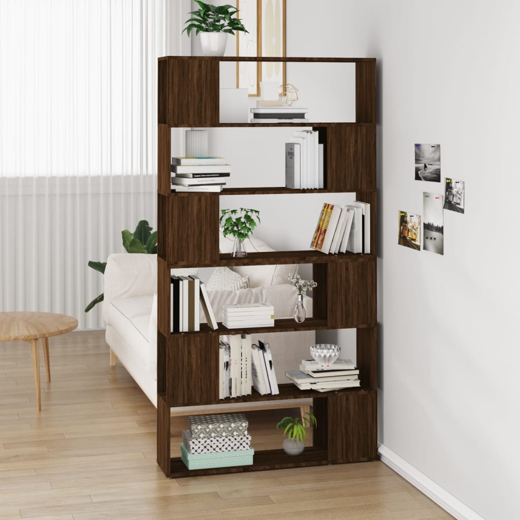 Book Cabinet/Room Divider Brown Oak 100x24x188 cm