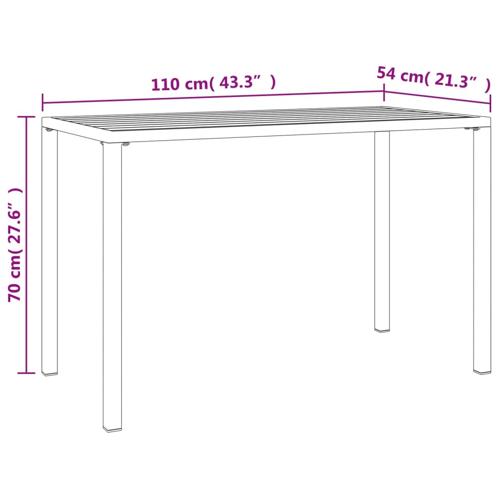 Garden Dining Table Anthracite 110x54x70 cm Steel