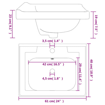 Bathroom Sink White 61x48x23 cm Rectangular Ceramic