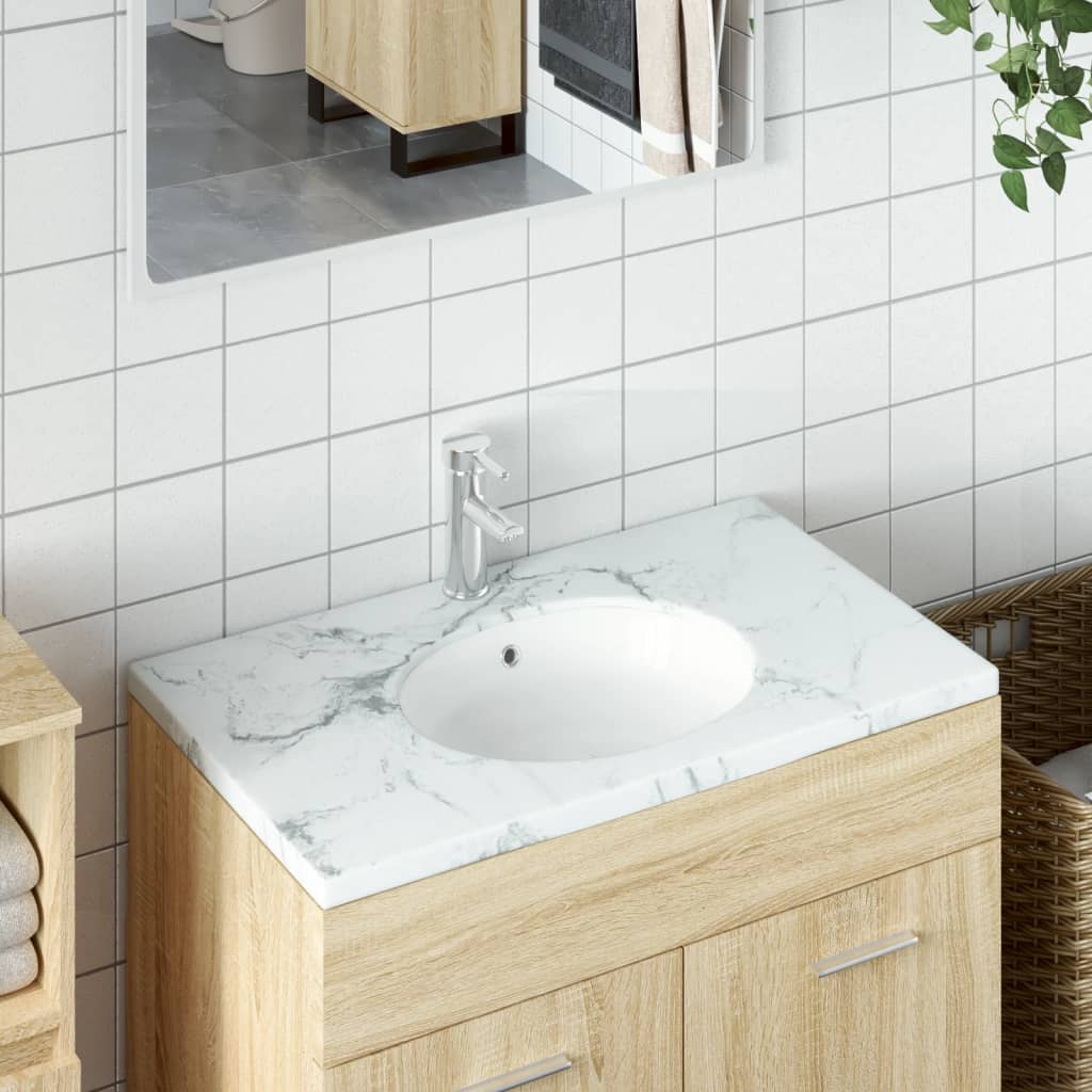 Bathroom Sink White 38.5x33.5x19 cm Oval Ceramic