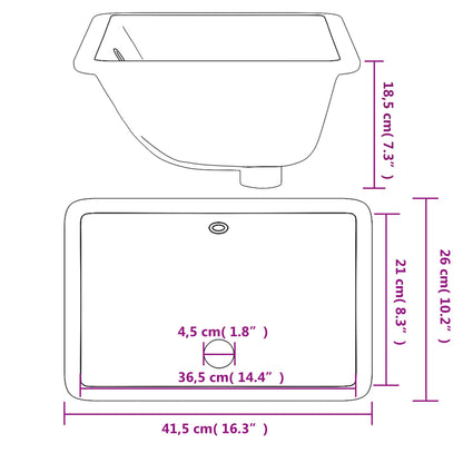 Bathroom Sink White 41.5x26x18.5 cm Rectangular Ceramic