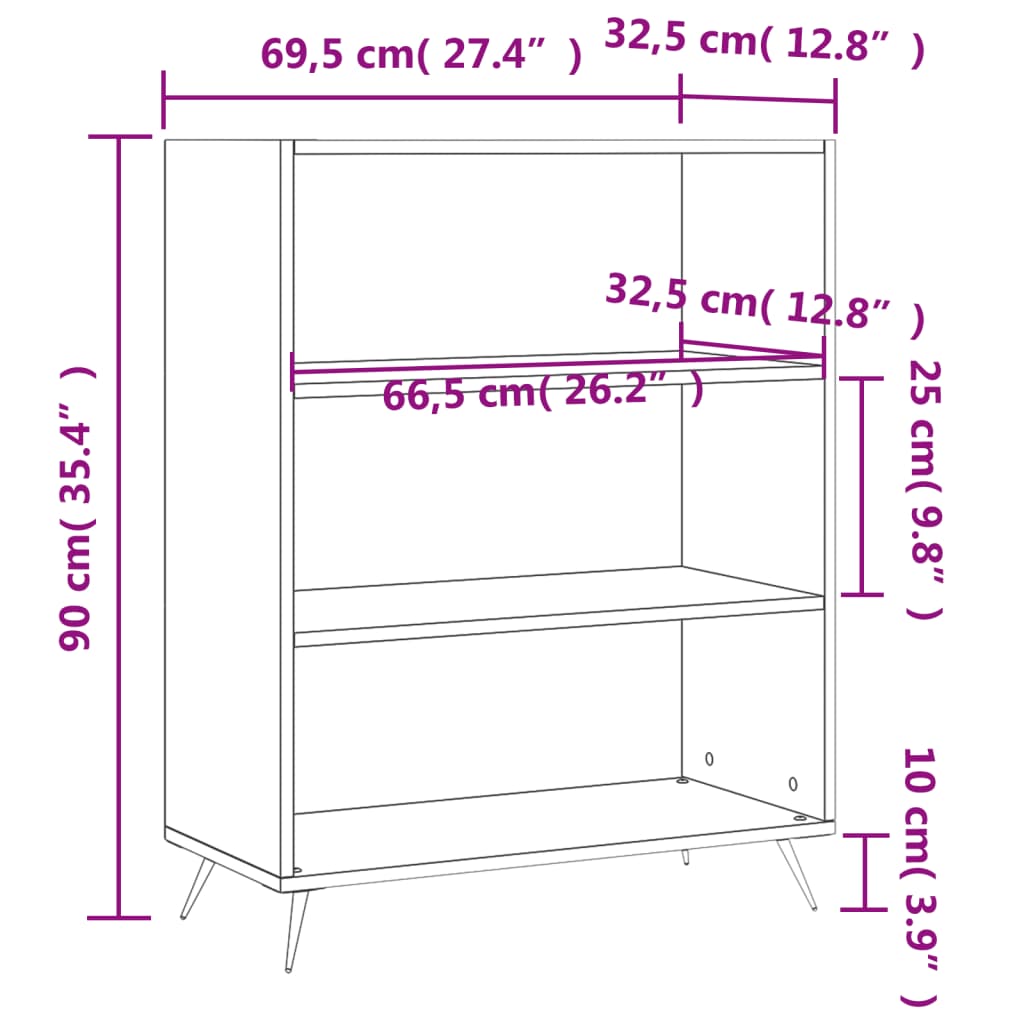 Bookcase Sonoma Oak 69.5x32.5x90 cm Engineered Wood