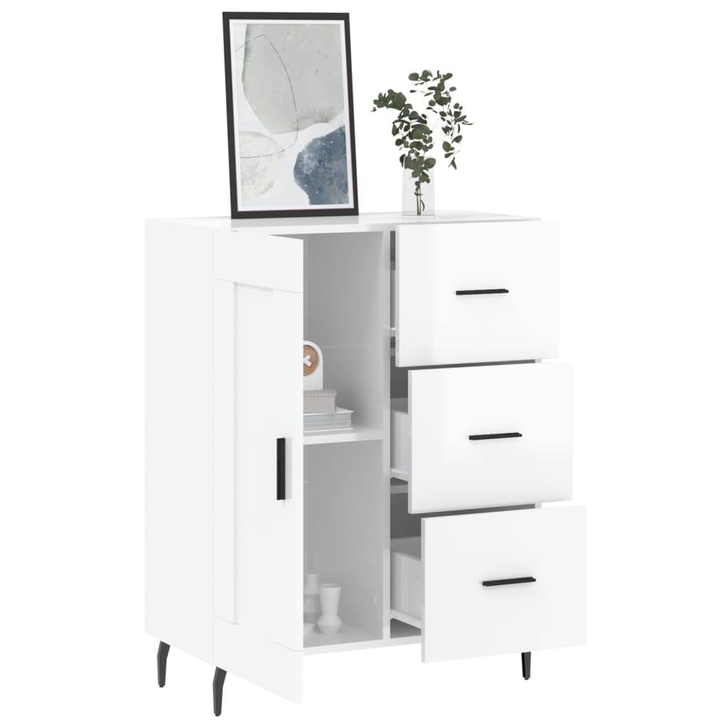 Sideboard High Gloss White 69.5x34x90 cm Engineered Wood