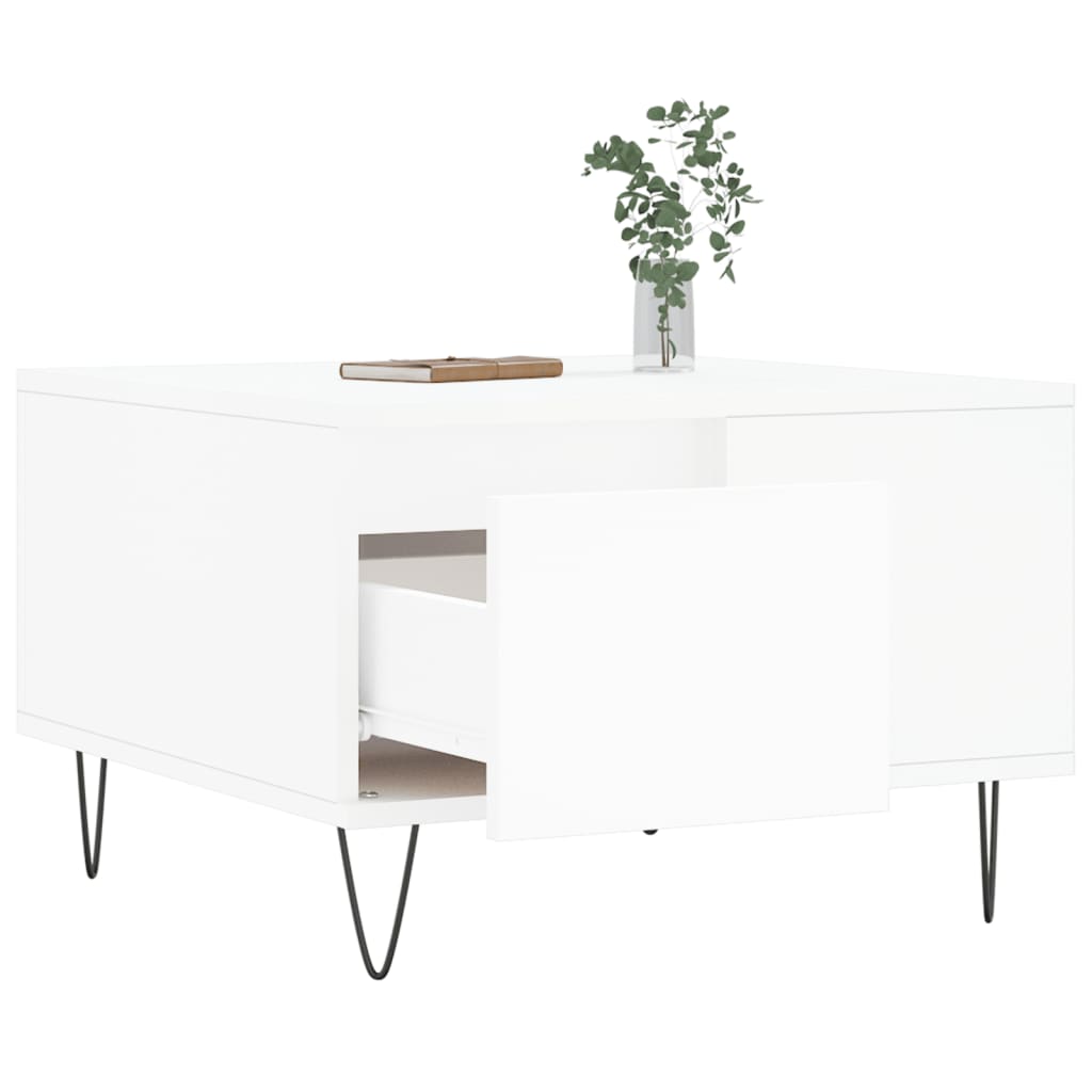 Coffee Table White 55x55x36.5 cm Engineered Wood