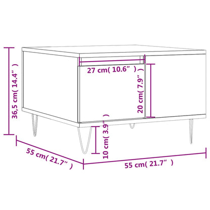 Coffee Table White 55x55x36.5 cm Engineered Wood