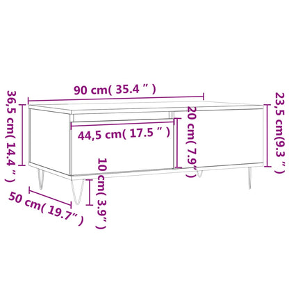 Coffee Table White 90x50x36.5 cm Engineered Wood