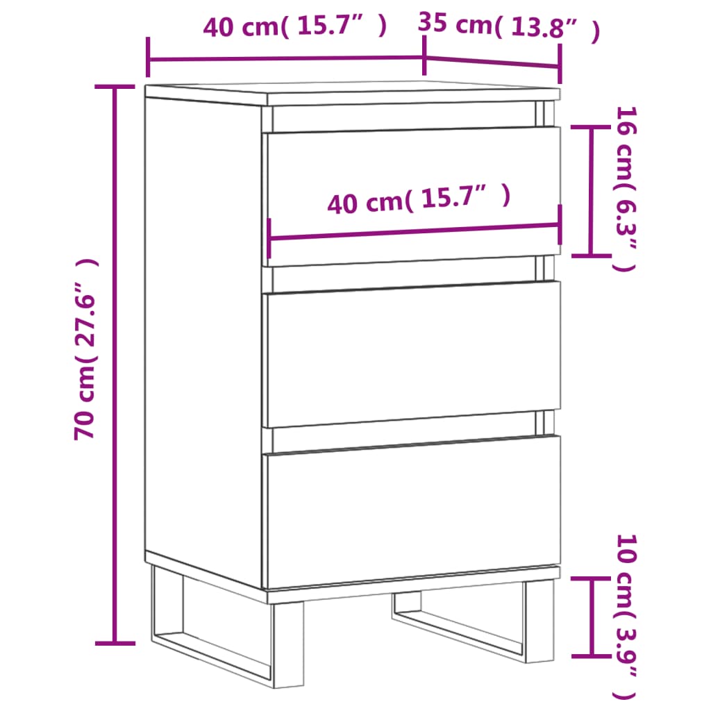 Sideboard White 40x35x70 cm Engineered Wood