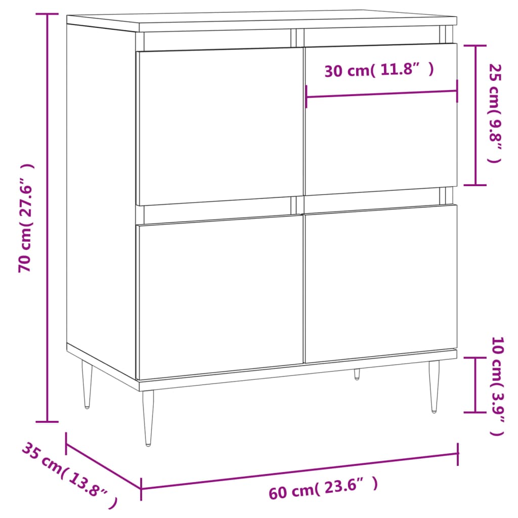 Sideboard White 60x35x70 cm Engineered Wood