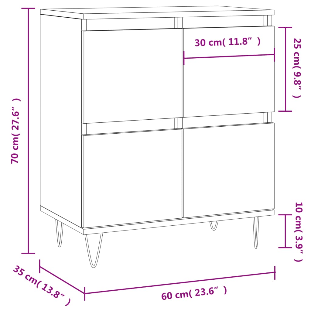 Sideboard White 60x35x70 cm Engineered Wood