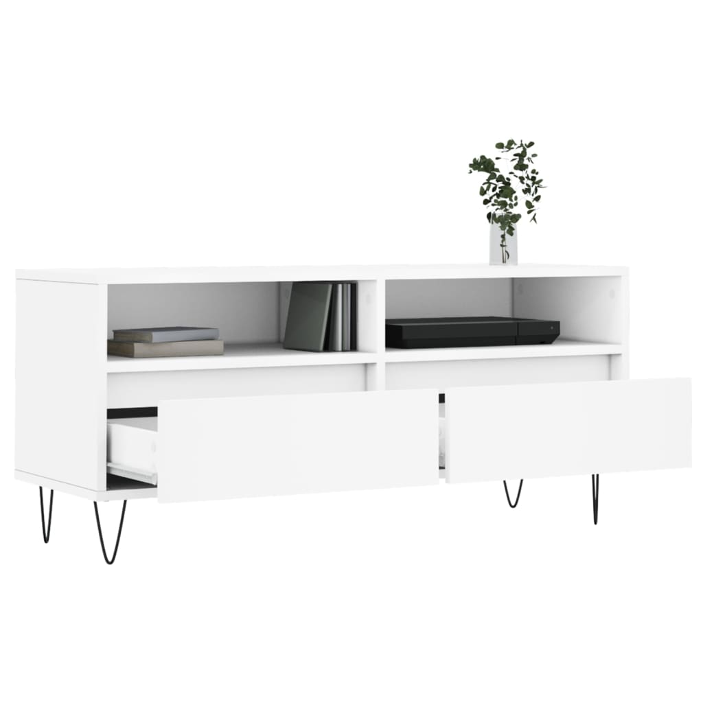 TV Cabinet White 100x34.5x44.5 cm Engineered Wood