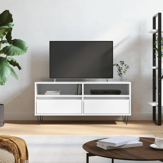 TV Cabinet High Gloss White 100x34.5x44.5 cm Engineered Wood