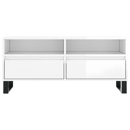 TV Cabinet High Gloss White 100x34.5x44.5 cm Engineered Wood