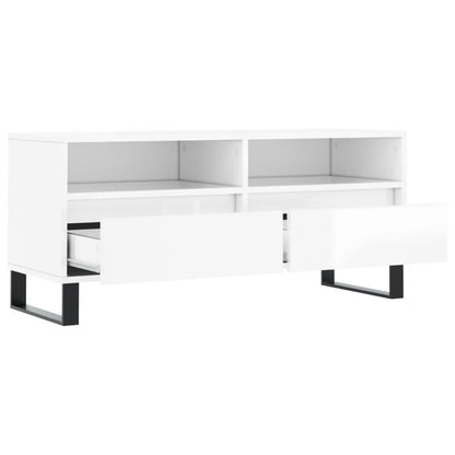 TV Cabinet High Gloss White 100x34.5x44.5 cm Engineered Wood