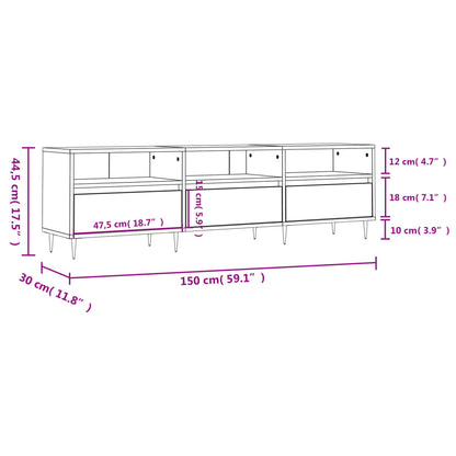 TV Cabinet White 150x30x44.5 cm Engineered Wood