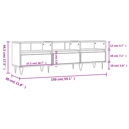 TV Cabinet Concrete Grey 150x30x44.5 cm Engineered Wood