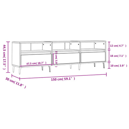 TV Cabinet White 150x30x44.5 cm Engineered Wood